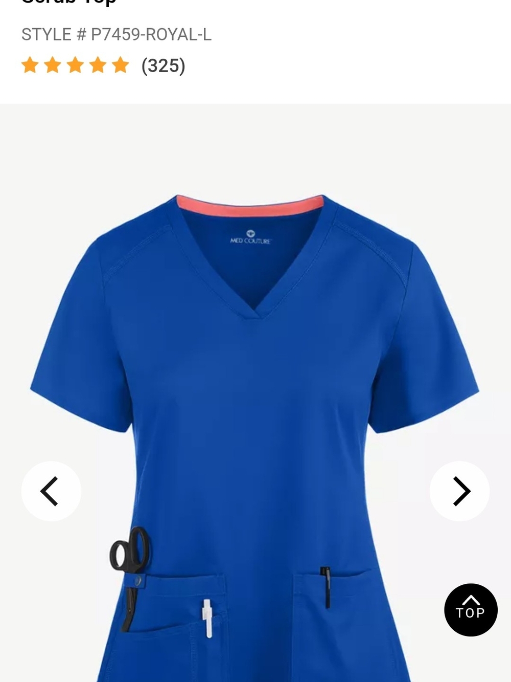 Med Couture V-Neck Scrub Top And Jogger Pant Set — Royal Blue Size Large